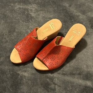 Clarks Red Open-Toe Sandals